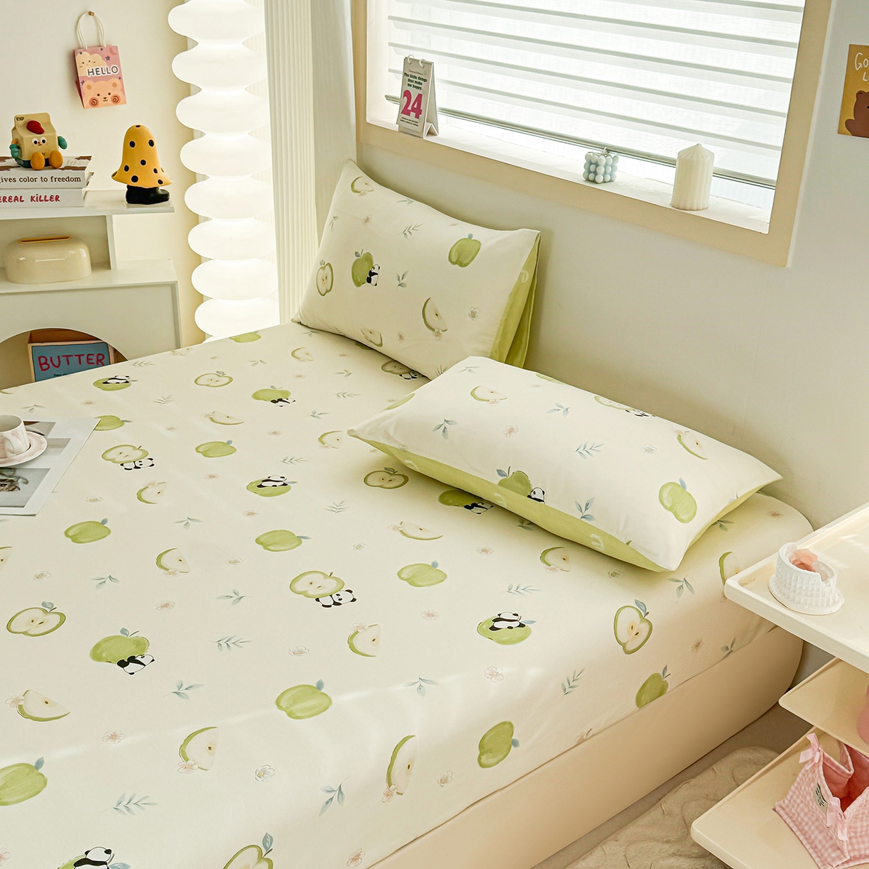 91家纺网 家纺一手货源 找家纺 小蓝孩家纺 2026新款12868全棉印花单床笠(联系商家可打折，尺寸可定制) 果味小森林