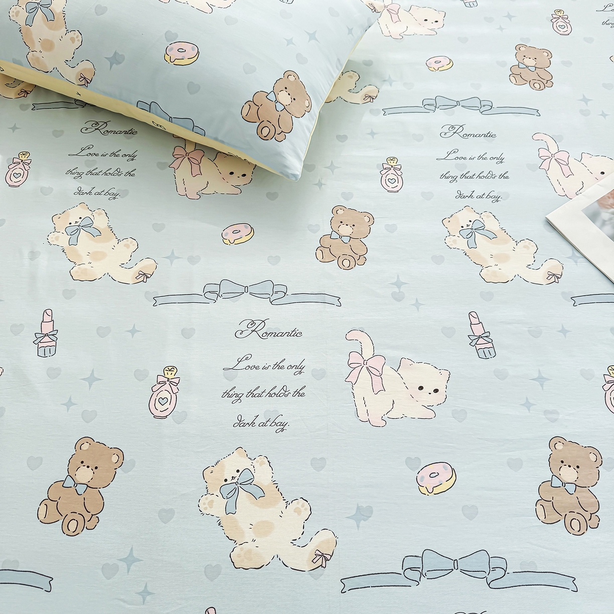 91家纺网 家纺一手货源 找家纺 小蓝孩家纺 2026新款12868全棉印花单床笠(联系商家可打折，尺寸可定制) 奶油阿布-蓝