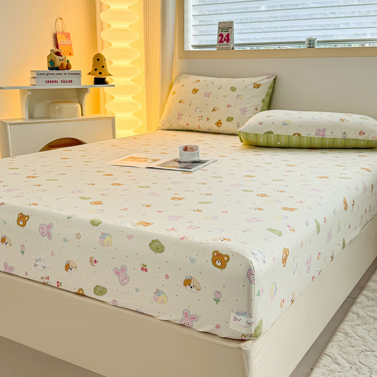 91家纺网 家纺一手货源 找家纺 小蓝孩家纺 2026新款12868全棉印花单床笠(联系商家可打折，尺寸可定制) 假日小狗