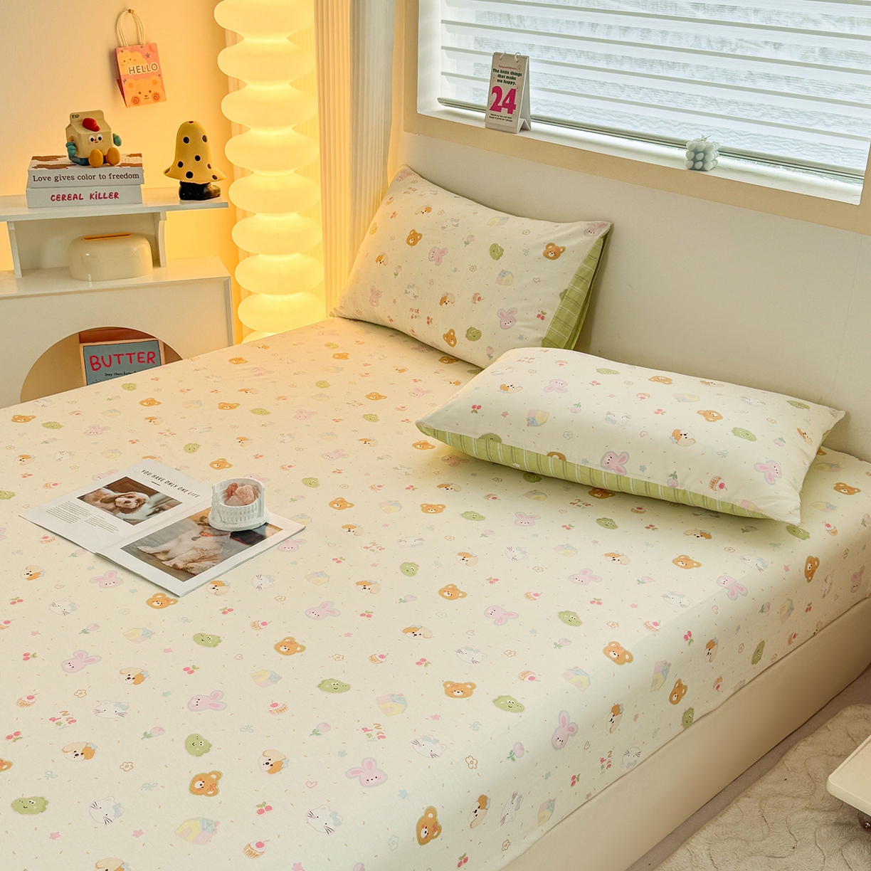 91家纺网 家纺一手货源 找家纺 小蓝孩家纺 2026新款12868全棉印花单床笠(联系商家可打折，尺寸可定制) 假日小狗