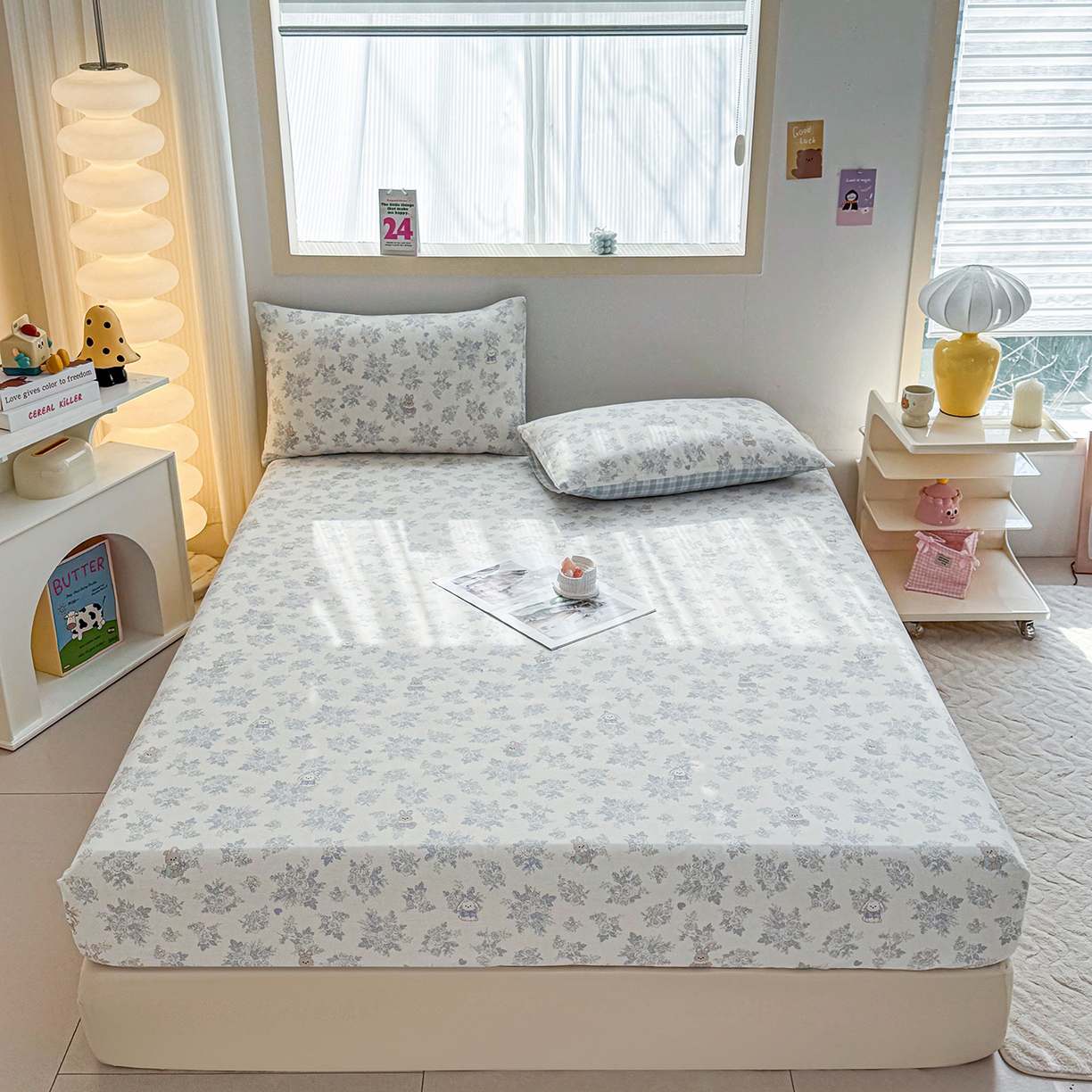 小蓝孩家纺 2026新款12868全棉印花单床笠(联系商家可打折，尺寸可定制) 森林兔