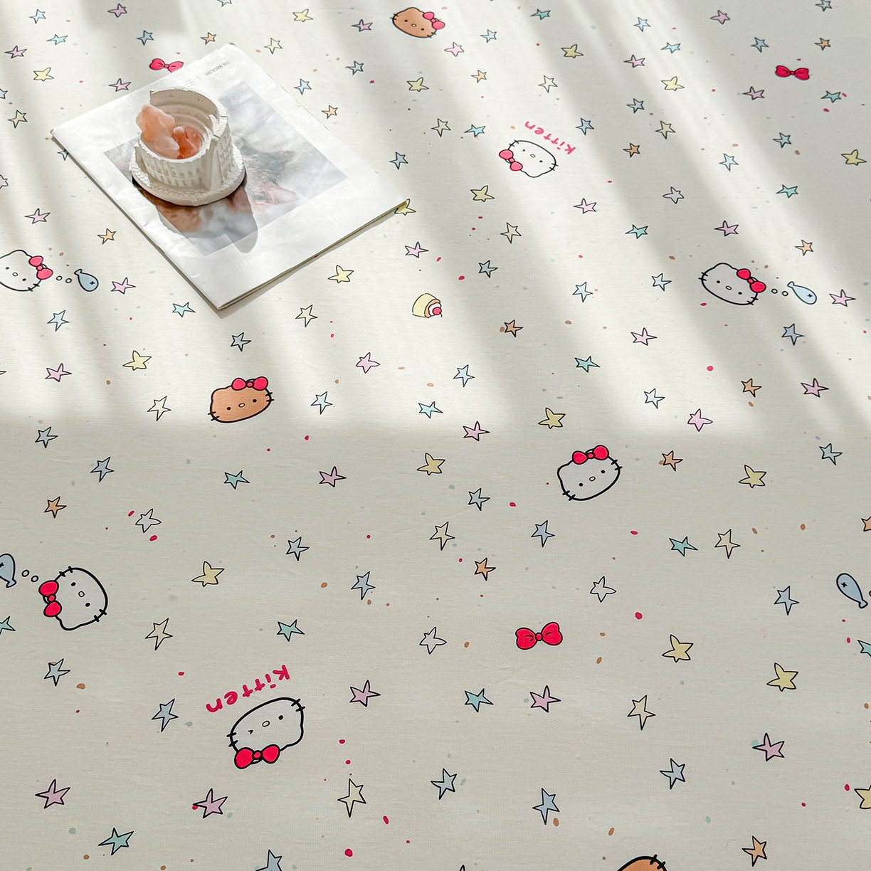 91家纺网 家纺一手货源 找家纺 小蓝孩家纺 2026新款12868全棉印花单床笠(联系商家可打折，尺寸可定制) 星星凯蒂猫