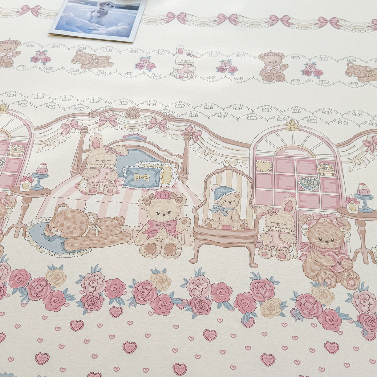 91家纺网 家纺一手货源 找家纺 小蓝孩家纺 2026新款12868全棉印花单床笠(联系商家可打折，尺寸可定制) 安缦小熊