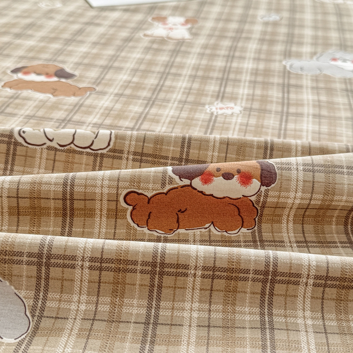 91家纺网 家纺一手货源 找家纺 小蓝孩家纺 2026新款12868全棉印花单床笠(联系商家可打折，尺寸可定制) 哈哈狗