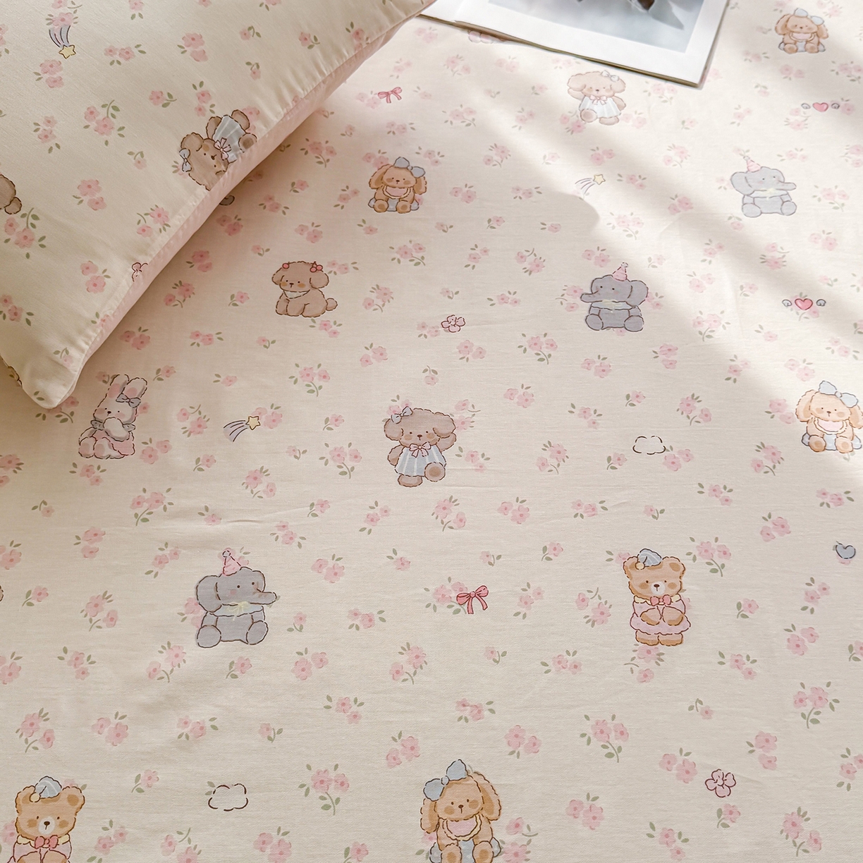 91家纺网 家纺一手货源 找家纺 小蓝孩家纺 2026新款12868全棉印花单床笠(联系商家可打折，尺寸可定制) 奶酪幼儿园