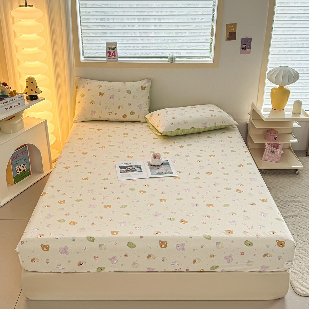 小蓝孩家纺 2026新款12868全棉印花单床笠(联系商家可打折，尺寸可定制) 假日小狗