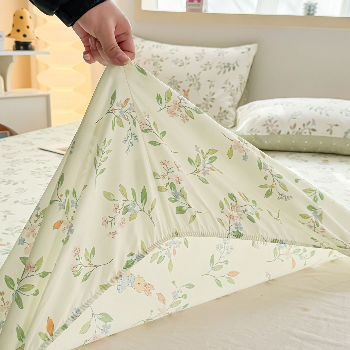 91家纺网 家纺一手货源 找家纺 小蓝孩家纺 2026新款12868全棉印花单床笠(联系商家可打折，尺寸可定制) 风铃小兔