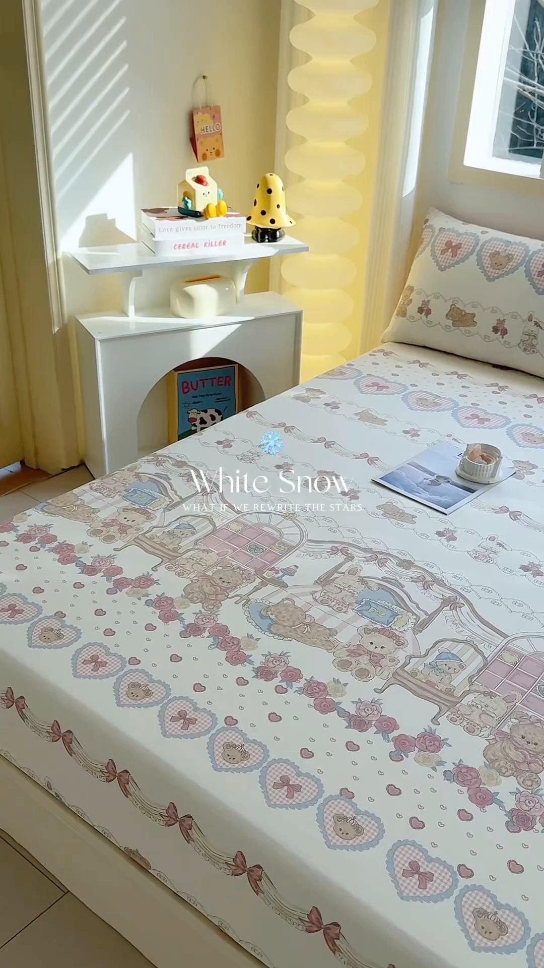 91家纺网 家纺一手货源 找家纺 小蓝孩家纺 2026新款12868全棉印花单床笠(联系商家可打折，尺寸可定制) 安缦小熊