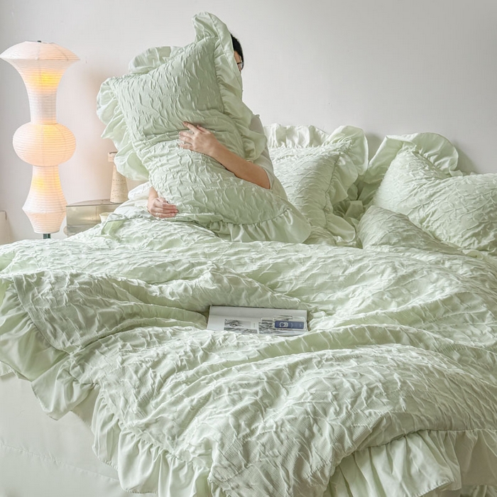 豪美鑫 2026新款立体浮雕提花四件套 叶语系列 叶语-绿色