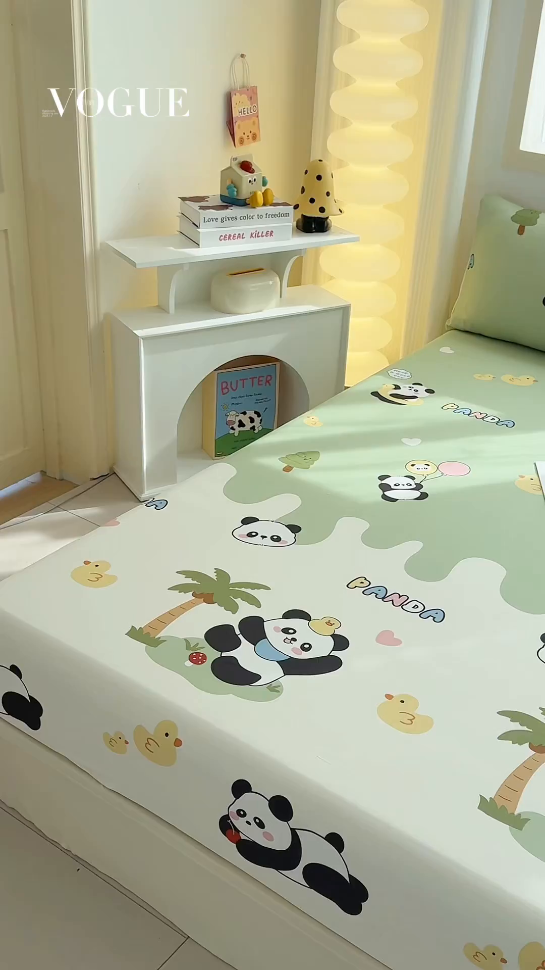 91家纺网 家纺一手货源 找家纺 小蓝孩家纺 2026新款12868全棉印花单床笠(联系商家可打折，尺寸可定制) 熊猫鸭鸭乐-绿