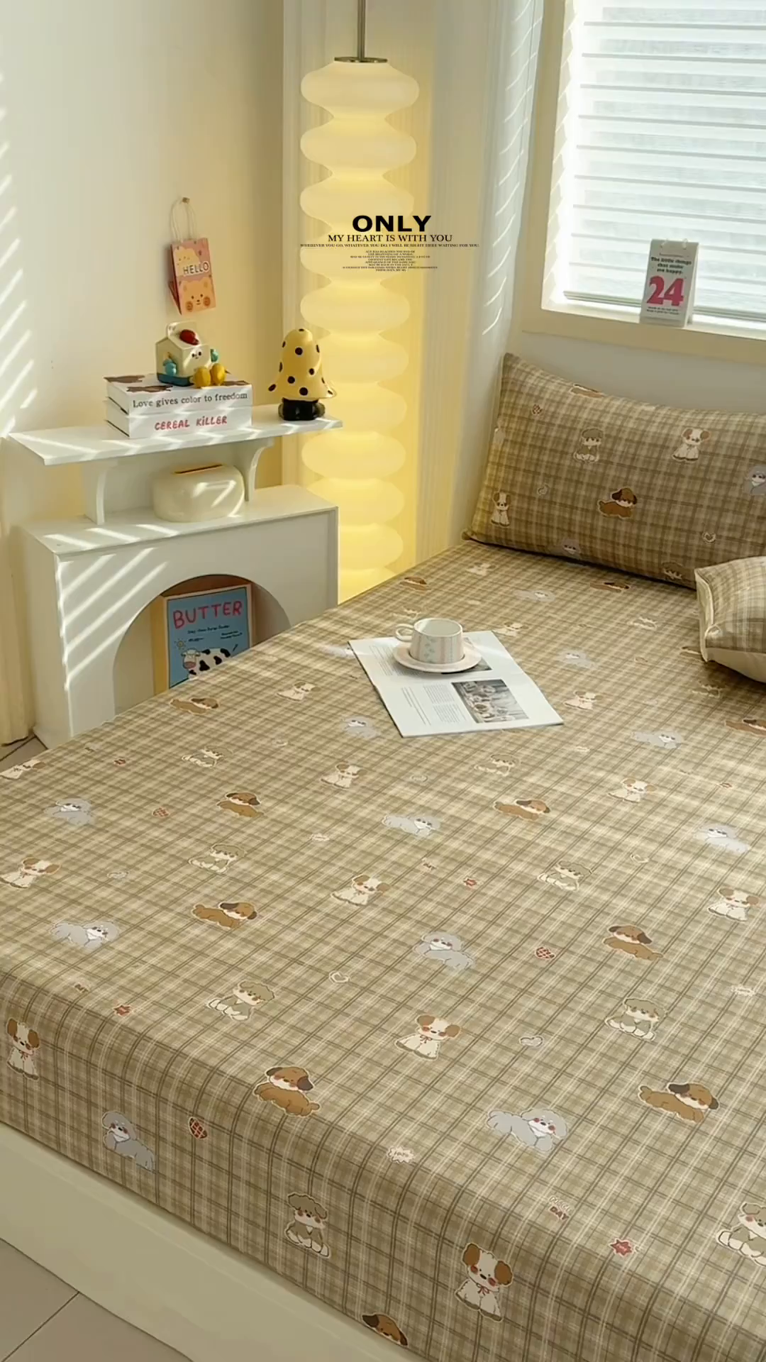 91家纺网 家纺一手货源 找家纺 小蓝孩家纺 2026新款12868全棉印花单床笠(联系商家可打折，尺寸可定制) 哈哈狗