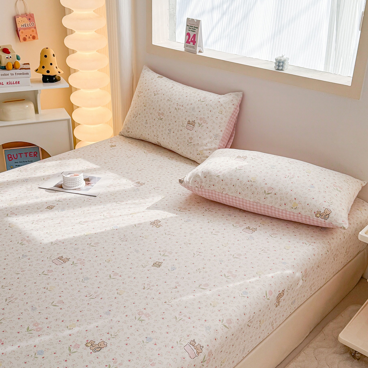 91家纺网 家纺一手货源 找家纺 小蓝孩家纺 2026新款12868全棉印花单床笠(联系商家可打折，尺寸可定制) 丛林蜜语