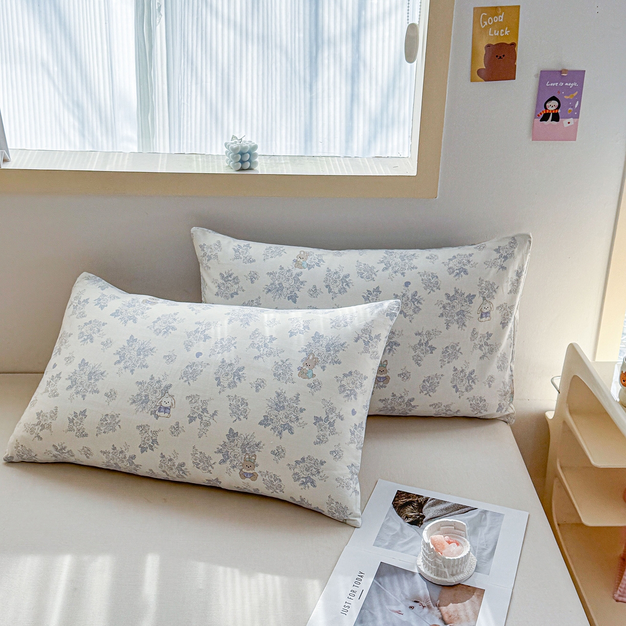 91家纺网 家纺一手货源 找家纺 小蓝孩家纺 2026新款12868全棉单人信封枕套(联系商家可打折，尺寸可定制) 森林兔