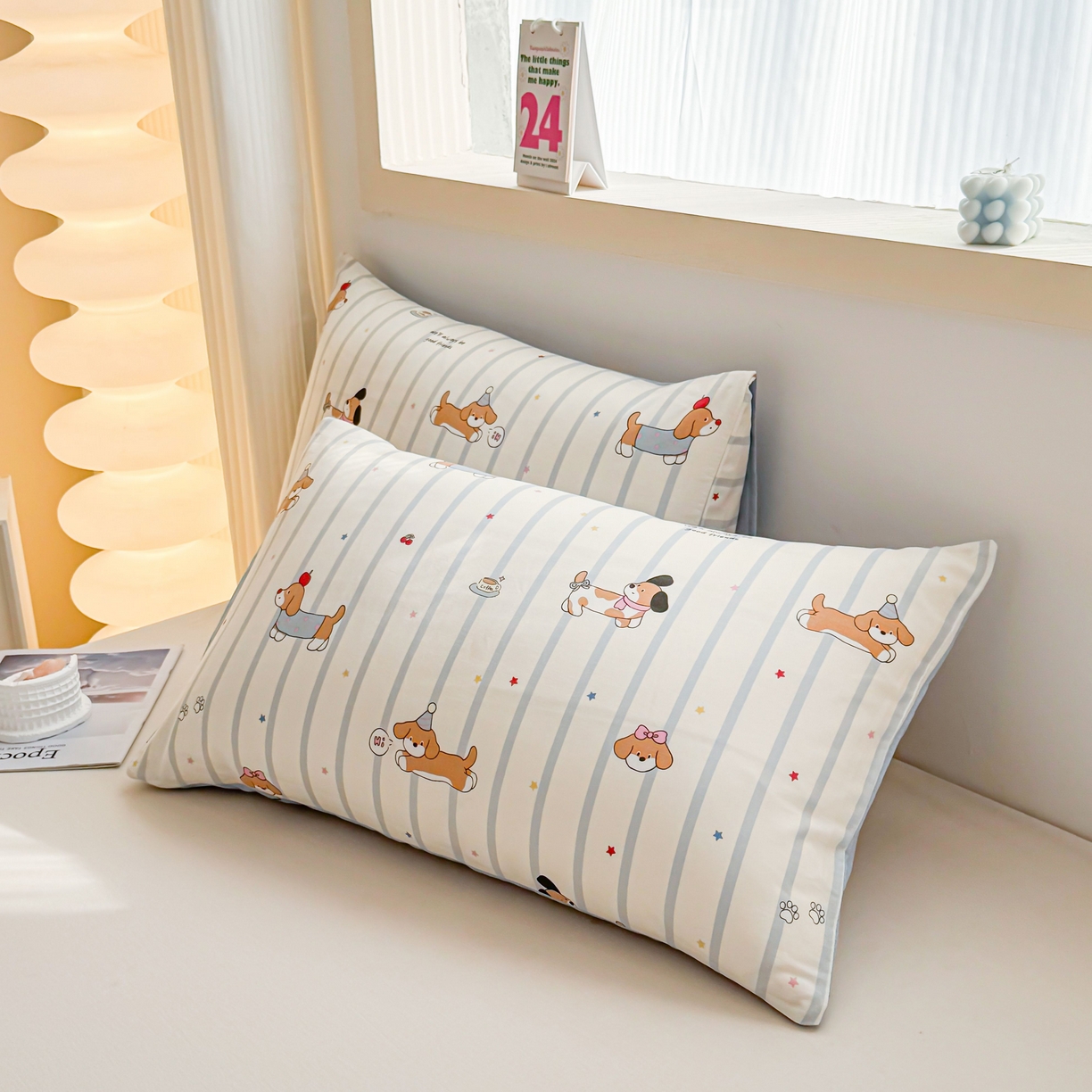 91家纺网 家纺一手货源 找家纺 小蓝孩家纺 2026新款12868全棉单人信封枕套(联系商家可打折，尺寸可定制) 糖纸童年