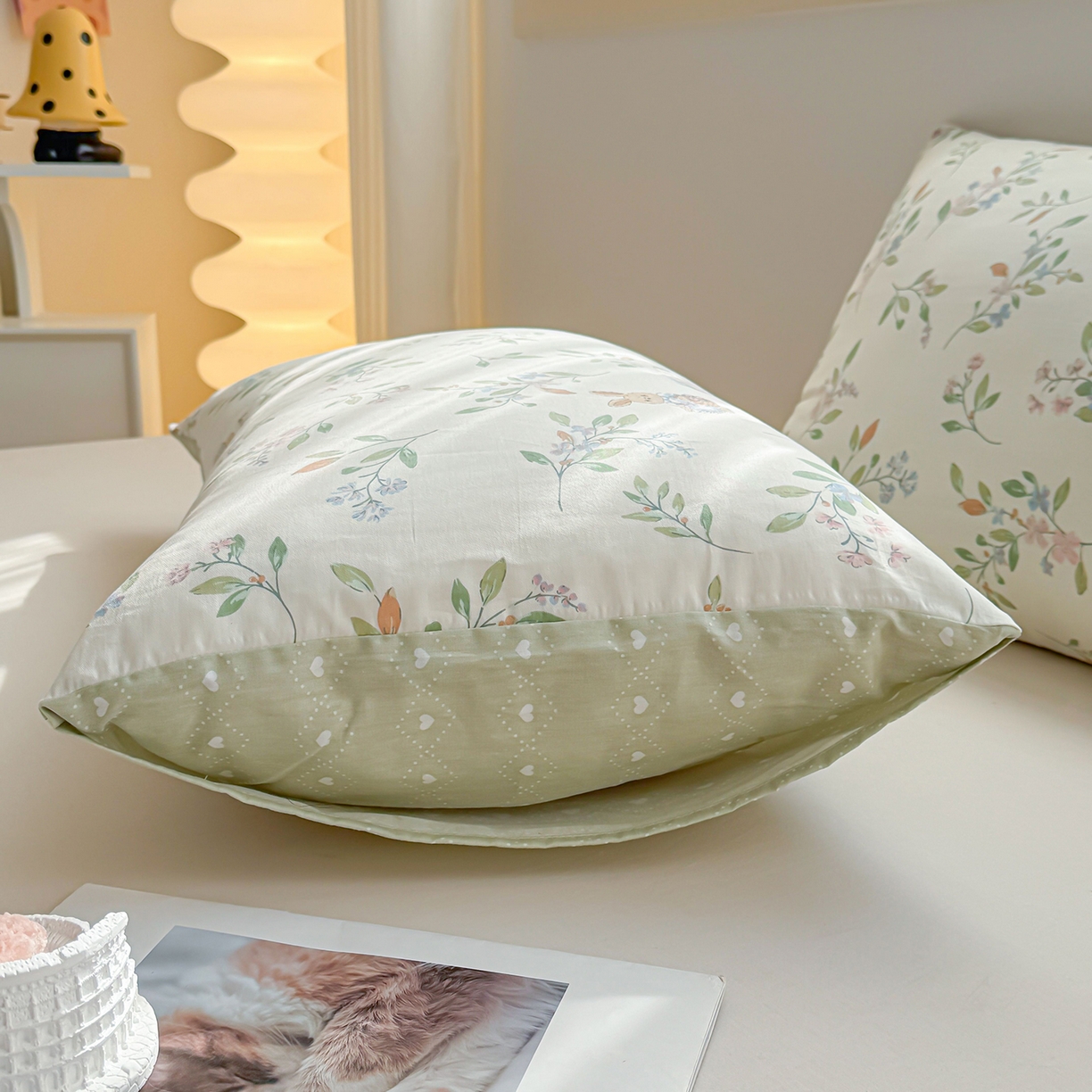 91家纺网 家纺一手货源 找家纺 小蓝孩家纺 2026新款12868全棉单人信封枕套(联系商家可打折，尺寸可定制) 风铃小兔