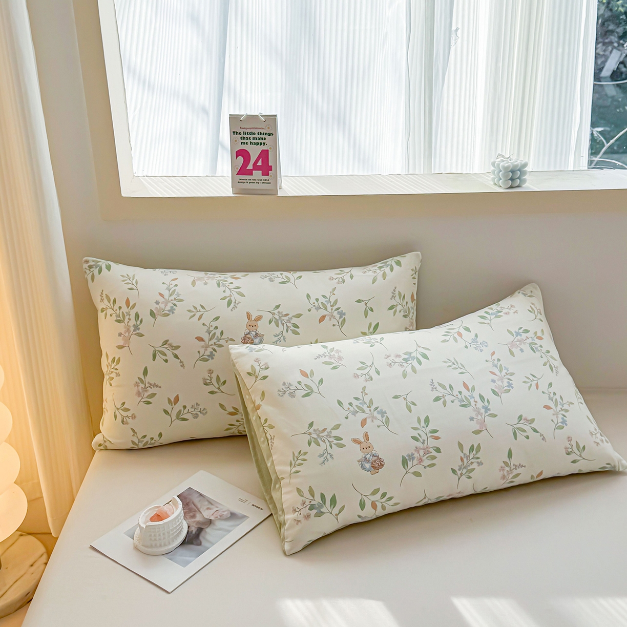 91家纺网 家纺一手货源 找家纺 小蓝孩家纺 2026新款12868全棉单人信封枕套(联系商家可打折，尺寸可定制) 风铃小兔