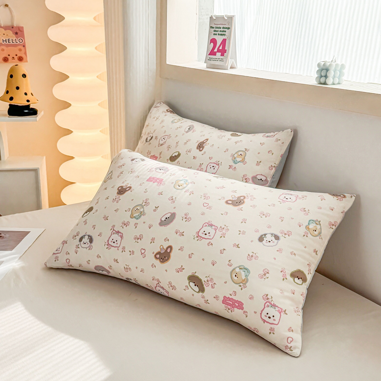 91家纺网 家纺一手货源 找家纺 小蓝孩家纺 2026新款12868全棉单人信封枕套(联系商家可打折，尺寸可定制) 萌宠伙伴