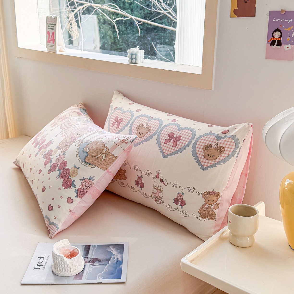 91家纺网 家纺一手货源 找家纺 小蓝孩家纺 2026新款12868全棉单人信封枕套(联系商家可打折，尺寸可定制) 安缦小熊