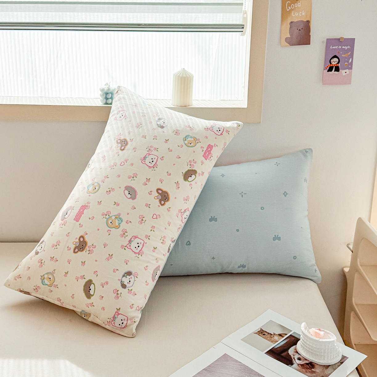 91家纺网 家纺一手货源 找家纺 小蓝孩家纺 2026新款12868全棉单人信封枕套(联系商家可打折，尺寸可定制) 萌宠伙伴