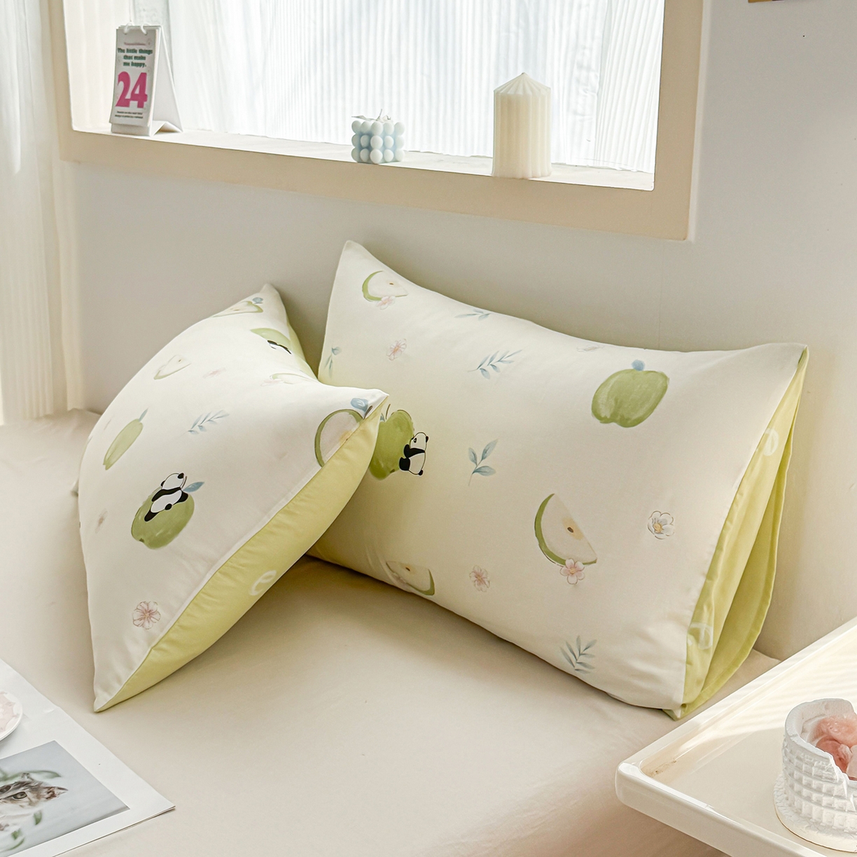 91家纺网 家纺一手货源 找家纺 小蓝孩家纺 2026新款12868全棉单人信封枕套(联系商家可打折，尺寸可定制) 果味小森林