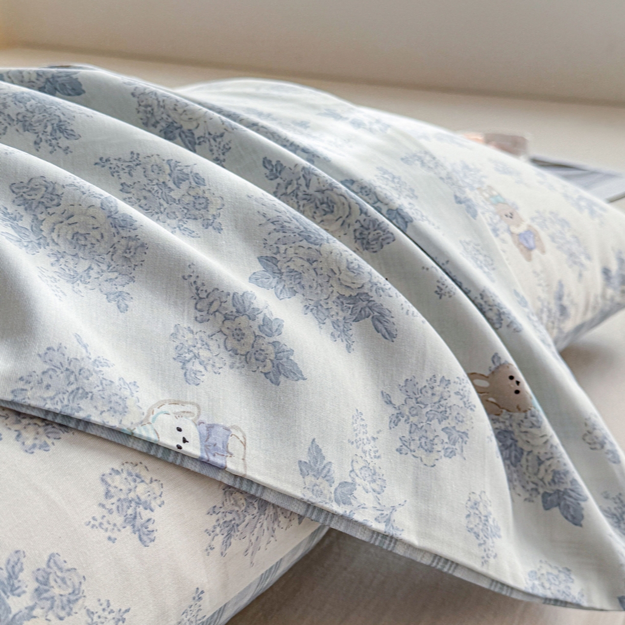 91家纺网 家纺一手货源 找家纺 小蓝孩家纺 2026新款12868全棉单人信封枕套(联系商家可打折，尺寸可定制) 森林兔