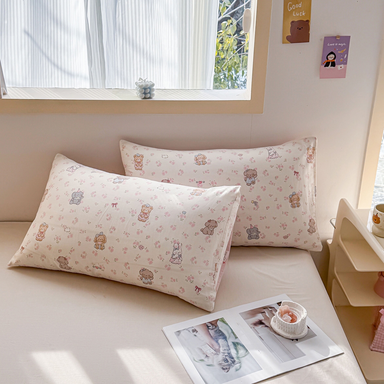 小蓝孩家纺 2026新款12868全棉单人信封枕套(联系商家可打折，尺寸可定制) 奶酪幼儿园