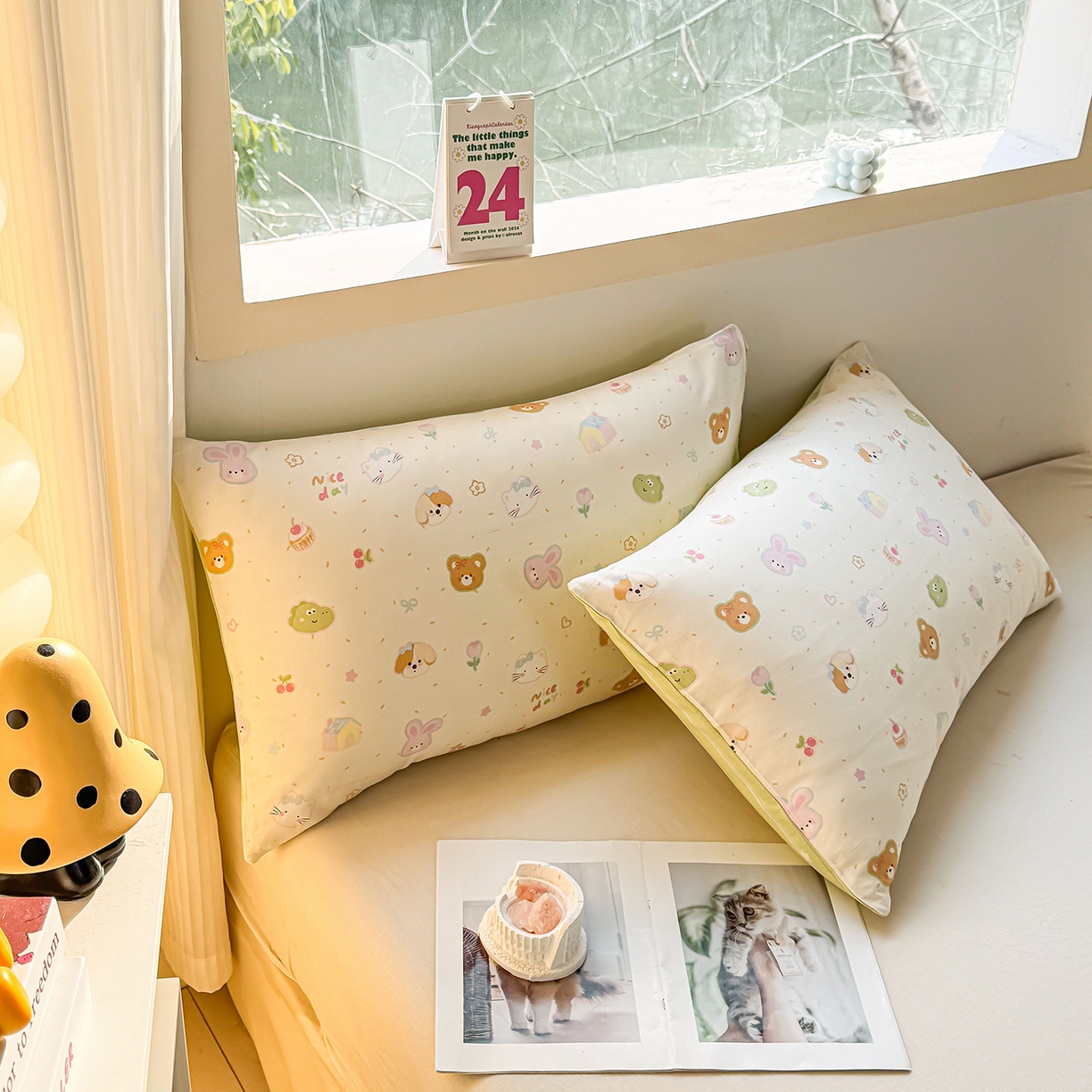 91家纺网 家纺一手货源 找家纺 小蓝孩家纺 2026新款12868全棉单人信封枕套(联系商家可打折，尺寸可定制) 假日小狗