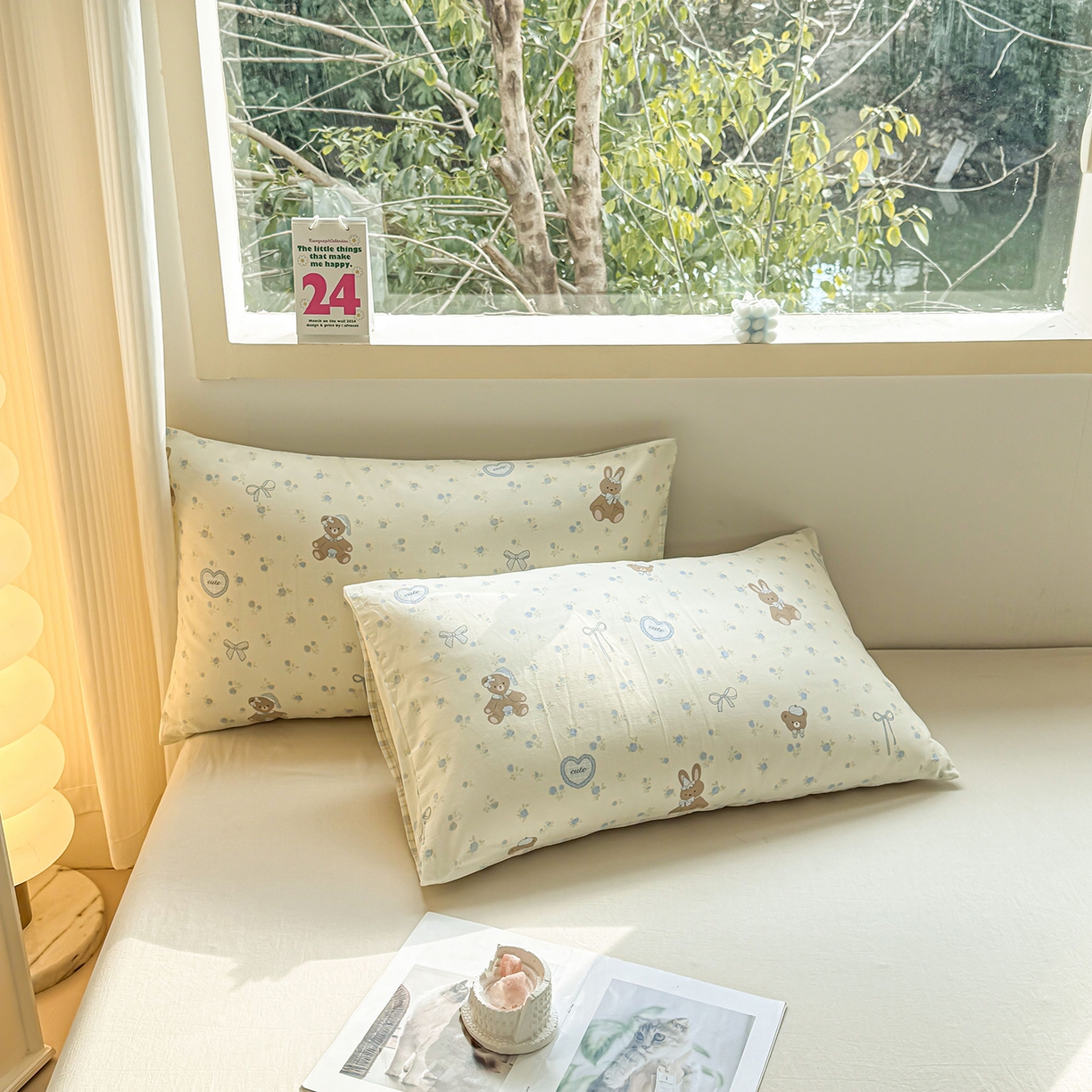 91家纺网 家纺一手货源 找家纺 小蓝孩家纺 2026新款12868全棉单人信封枕套(联系商家可打折，尺寸可定制) 告白兔