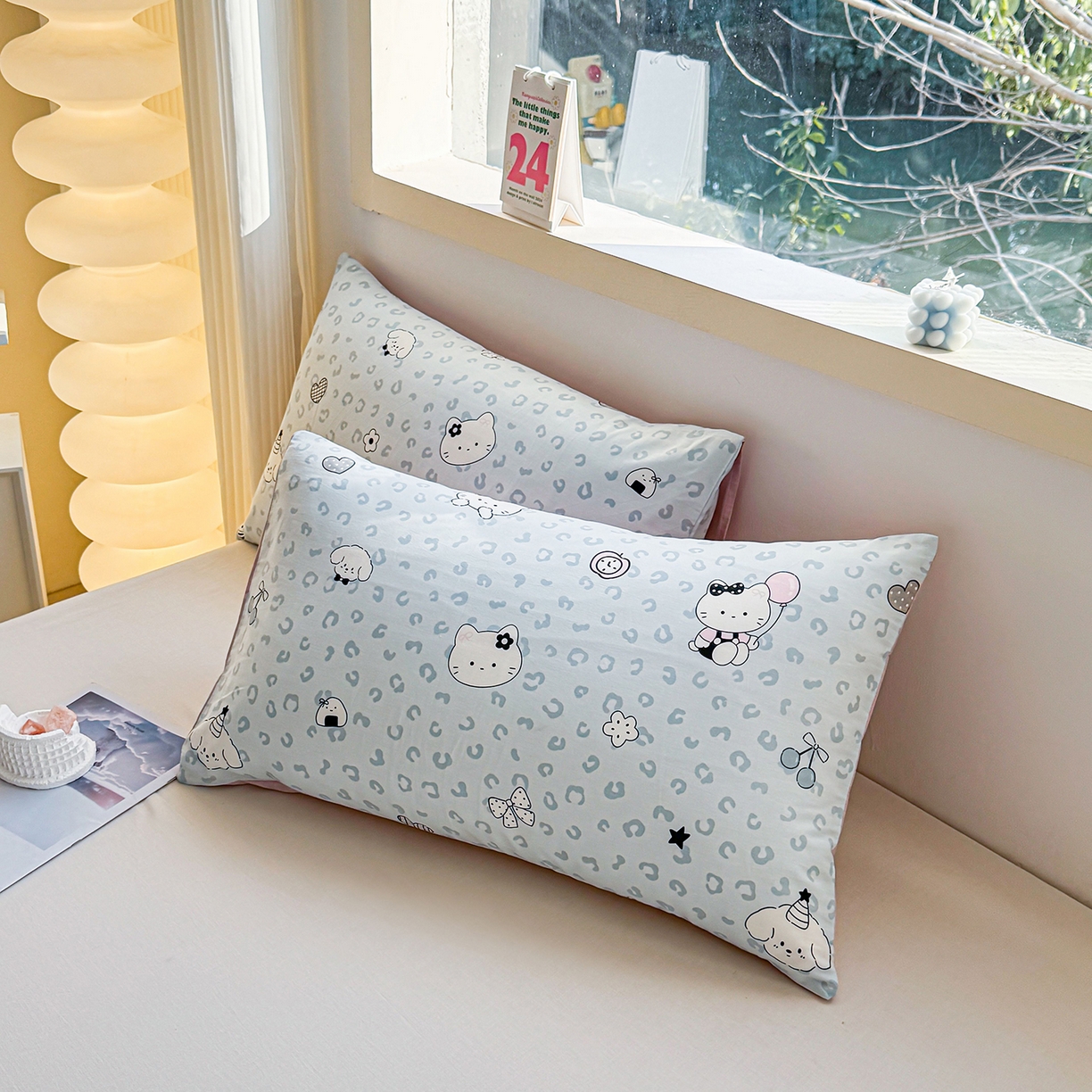 91家纺网 家纺一手货源 找家纺 小蓝孩家纺 2026新款12868全棉单人信封枕套(联系商家可打折，尺寸可定制) 豹纹猫咪