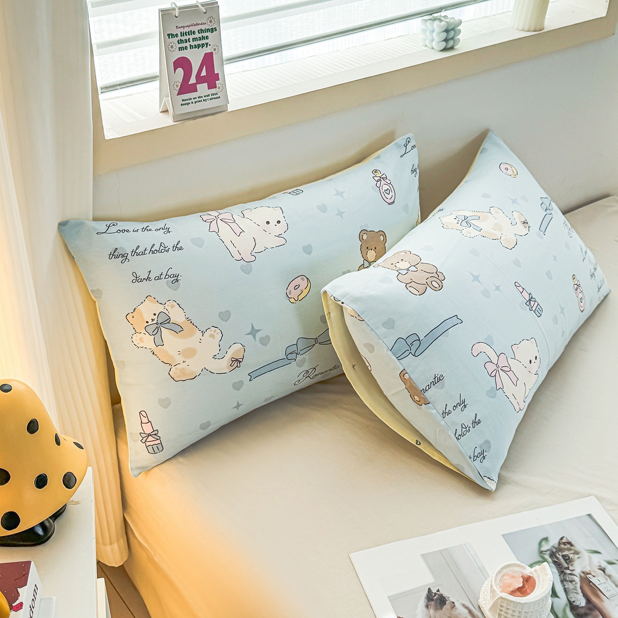 91家纺网 家纺一手货源 找家纺 小蓝孩家纺 2026新款12868全棉单人信封枕套(联系商家可打折，尺寸可定制) 奶油阿布-蓝