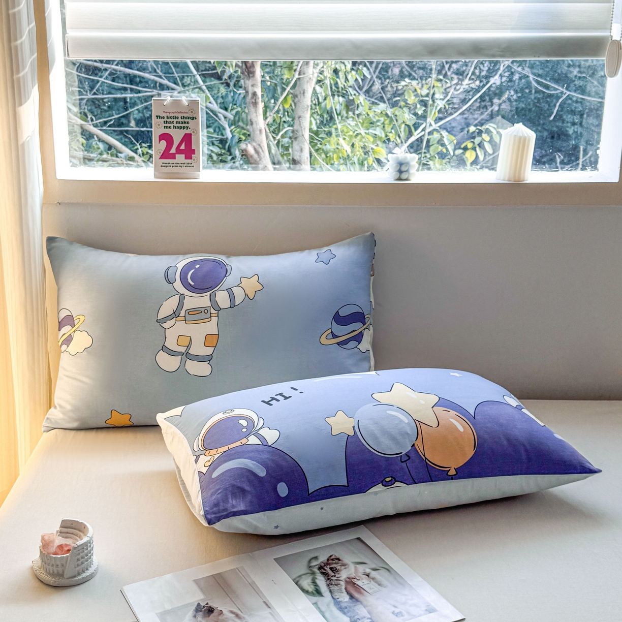 91家纺网 家纺一手货源 找家纺 小蓝孩家纺 2026新款12868全棉单人信封枕套(联系商家可打折，尺寸可定制) 太空梦乐园