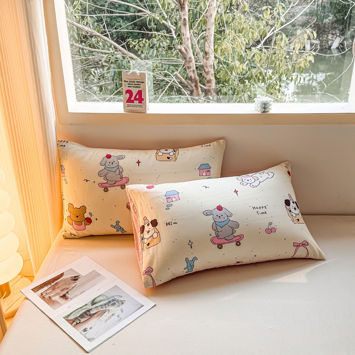 91家纺网 家纺一手货源 找家纺 小蓝孩家纺 2026新款12868全棉单人信封枕套(联系商家可打折，尺寸可定制) 可爱颂