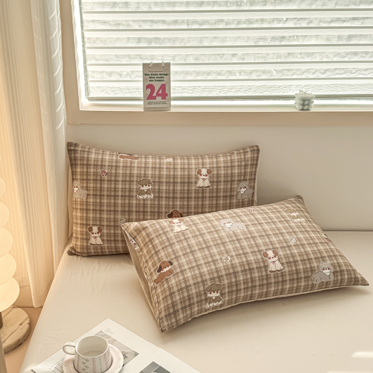 91家纺网 家纺一手货源 找家纺 小蓝孩家纺 2026新款12868全棉单人信封枕套(联系商家可打折，尺寸可定制) 哈哈狗