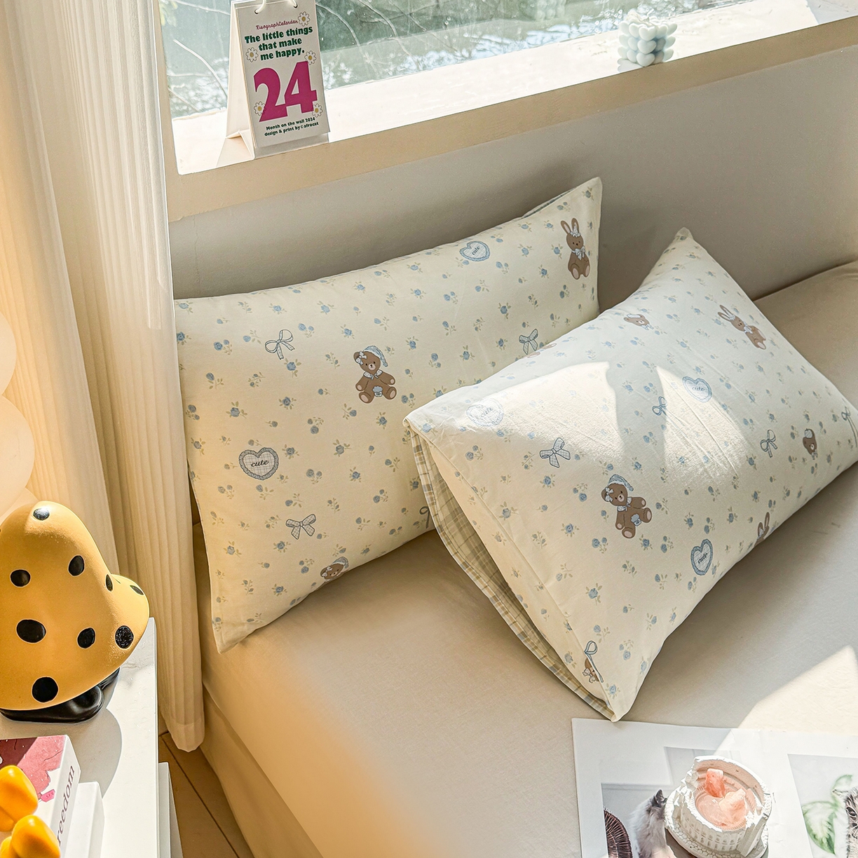 91家纺网 家纺一手货源 找家纺 小蓝孩家纺 2026新款12868全棉单人信封枕套(联系商家可打折，尺寸可定制) 告白兔