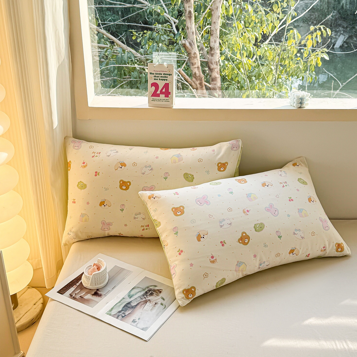 91家纺网 家纺一手货源 找家纺 小蓝孩家纺 2026新款12868全棉单人信封枕套(联系商家可打折，尺寸可定制) 假日小狗