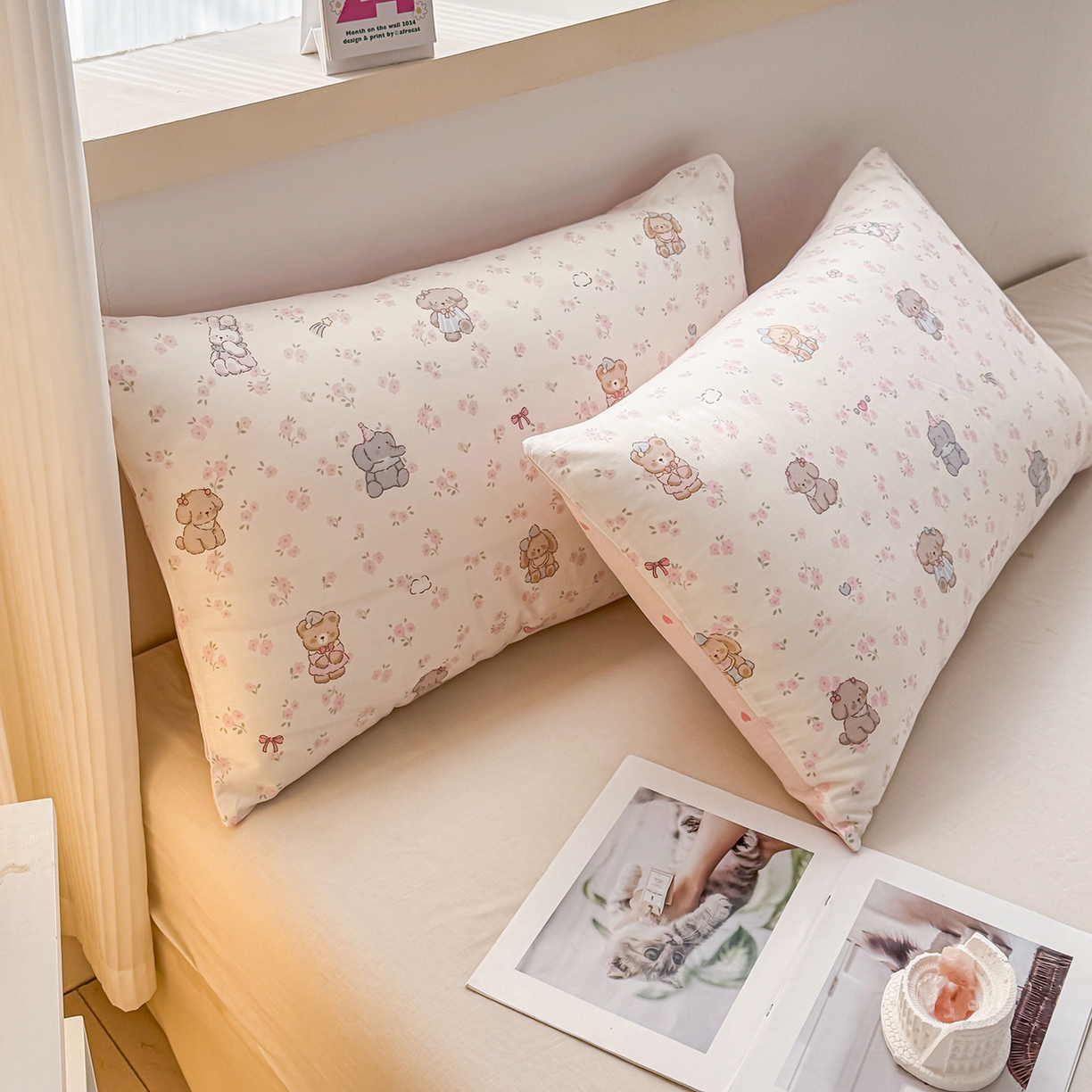 91家纺网 家纺一手货源 找家纺 小蓝孩家纺 2026新款12868全棉单人信封枕套(联系商家可打折，尺寸可定制) 奶酪幼儿园