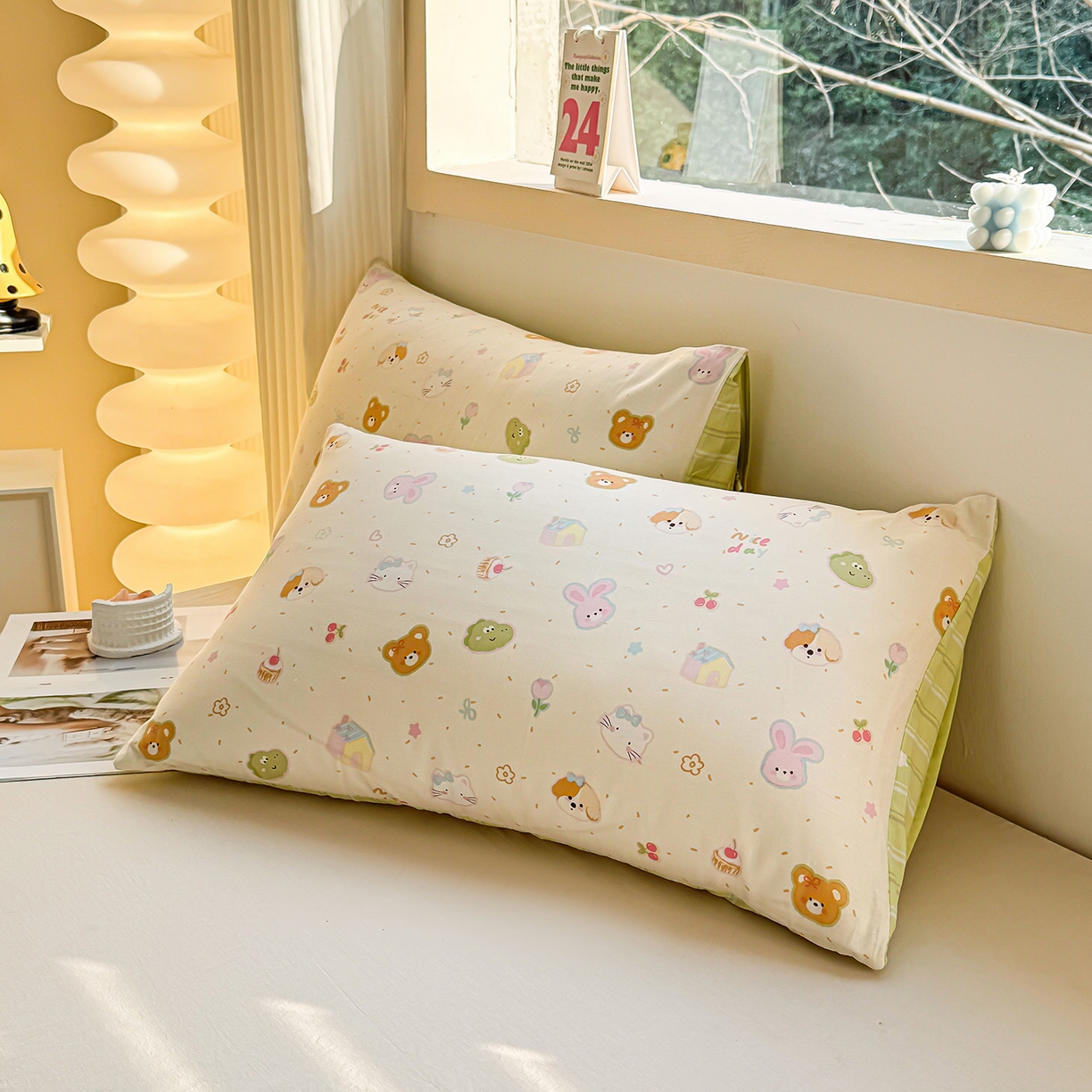 91家纺网 家纺一手货源 找家纺 小蓝孩家纺 2026新款12868全棉单人信封枕套(联系商家可打折，尺寸可定制) 假日小狗