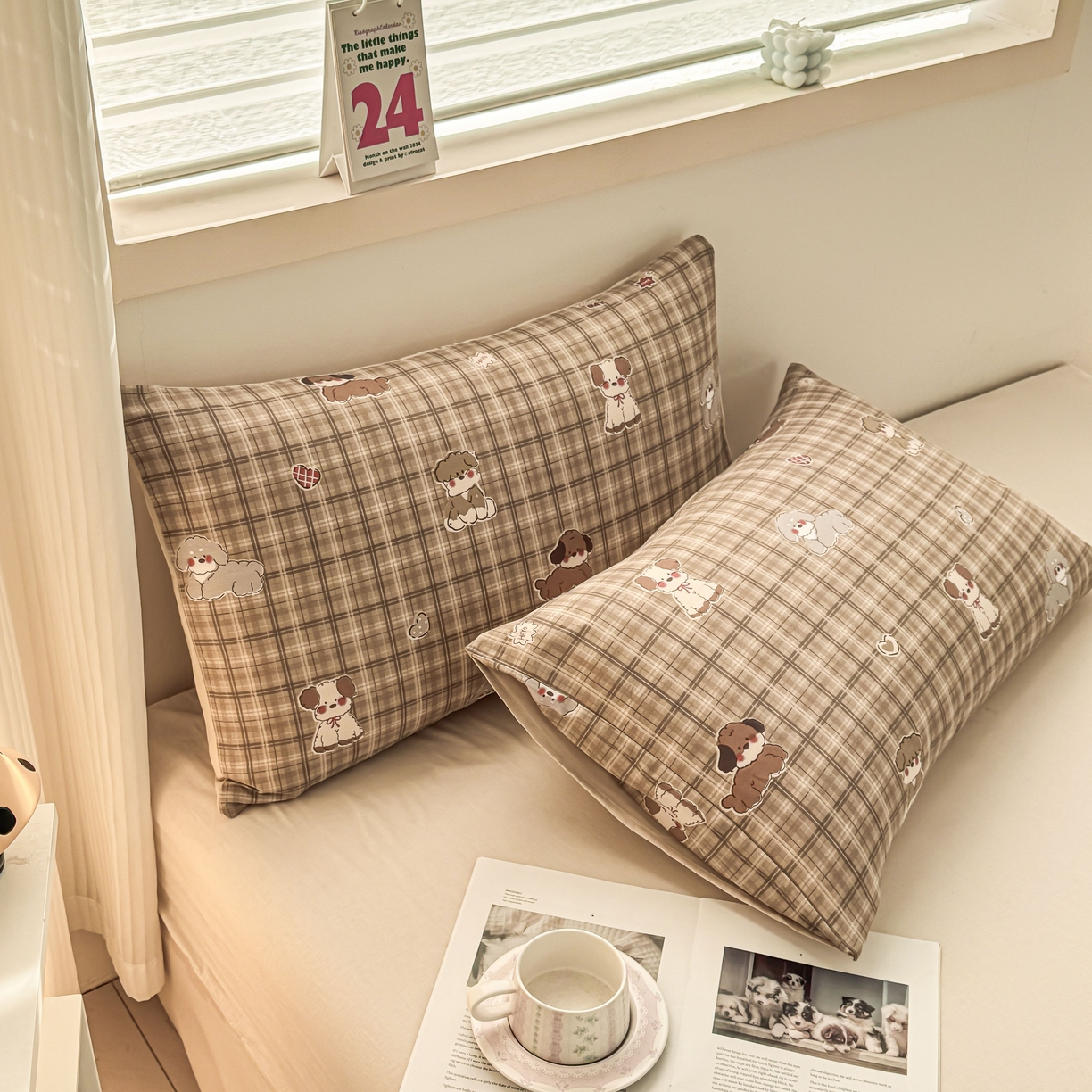 91家纺网 家纺一手货源 找家纺 小蓝孩家纺 2026新款12868全棉单人信封枕套(联系商家可打折，尺寸可定制) 哈哈狗