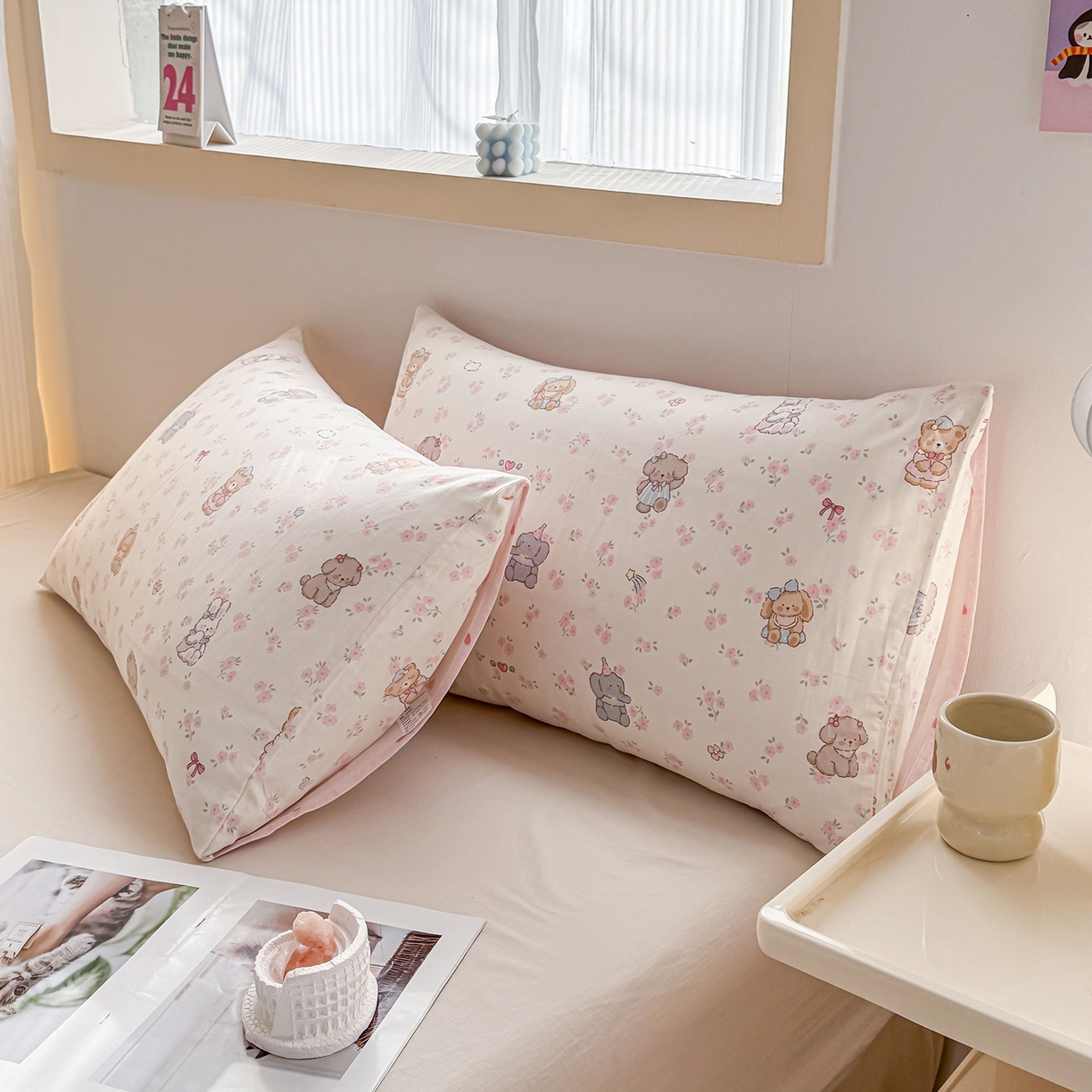 91家纺网 家纺一手货源 找家纺 小蓝孩家纺 2026新款12868全棉单人信封枕套(联系商家可打折，尺寸可定制) 奶酪幼儿园