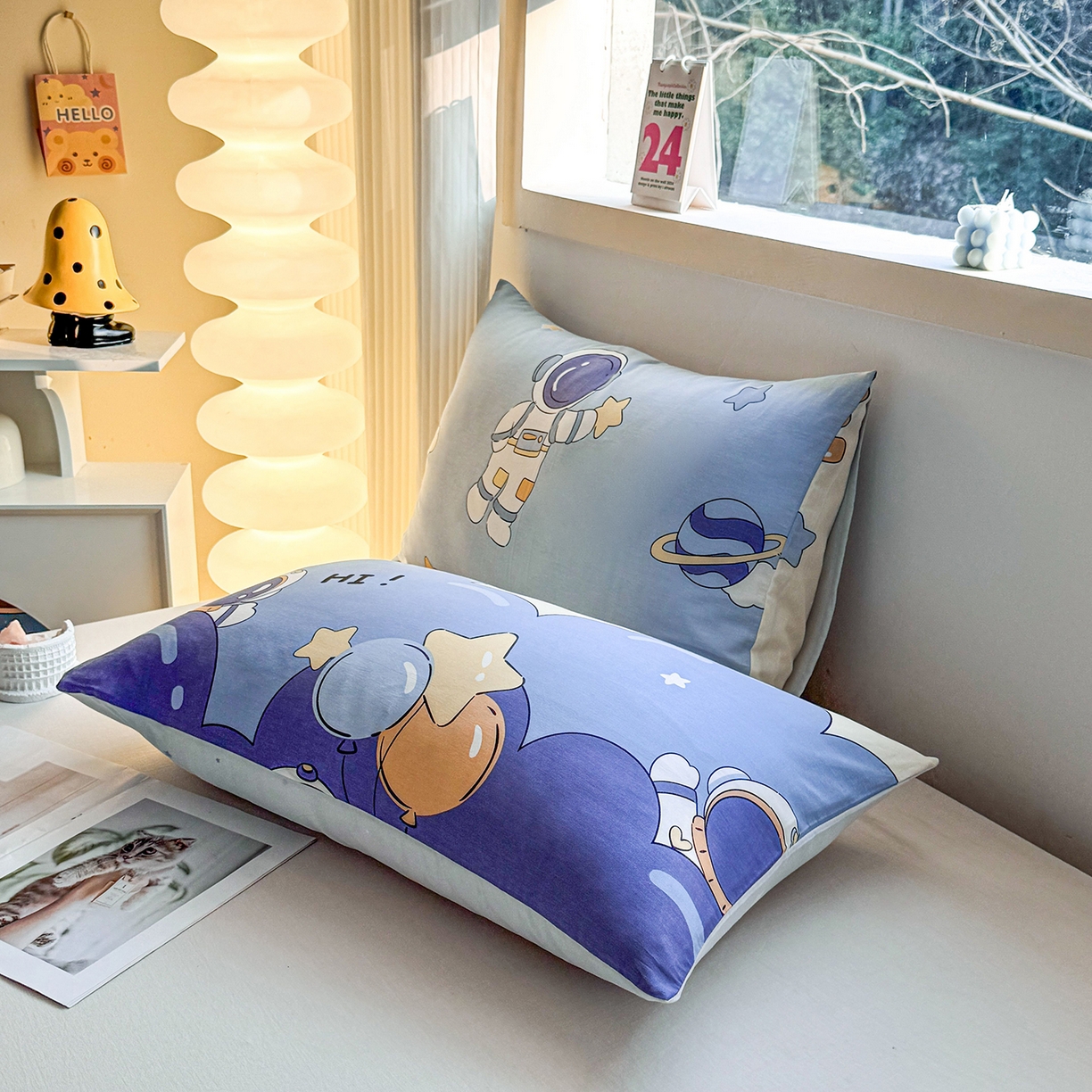 91家纺网 家纺一手货源 找家纺 小蓝孩家纺 2026新款12868全棉单人信封枕套(联系商家可打折，尺寸可定制) 太空梦乐园