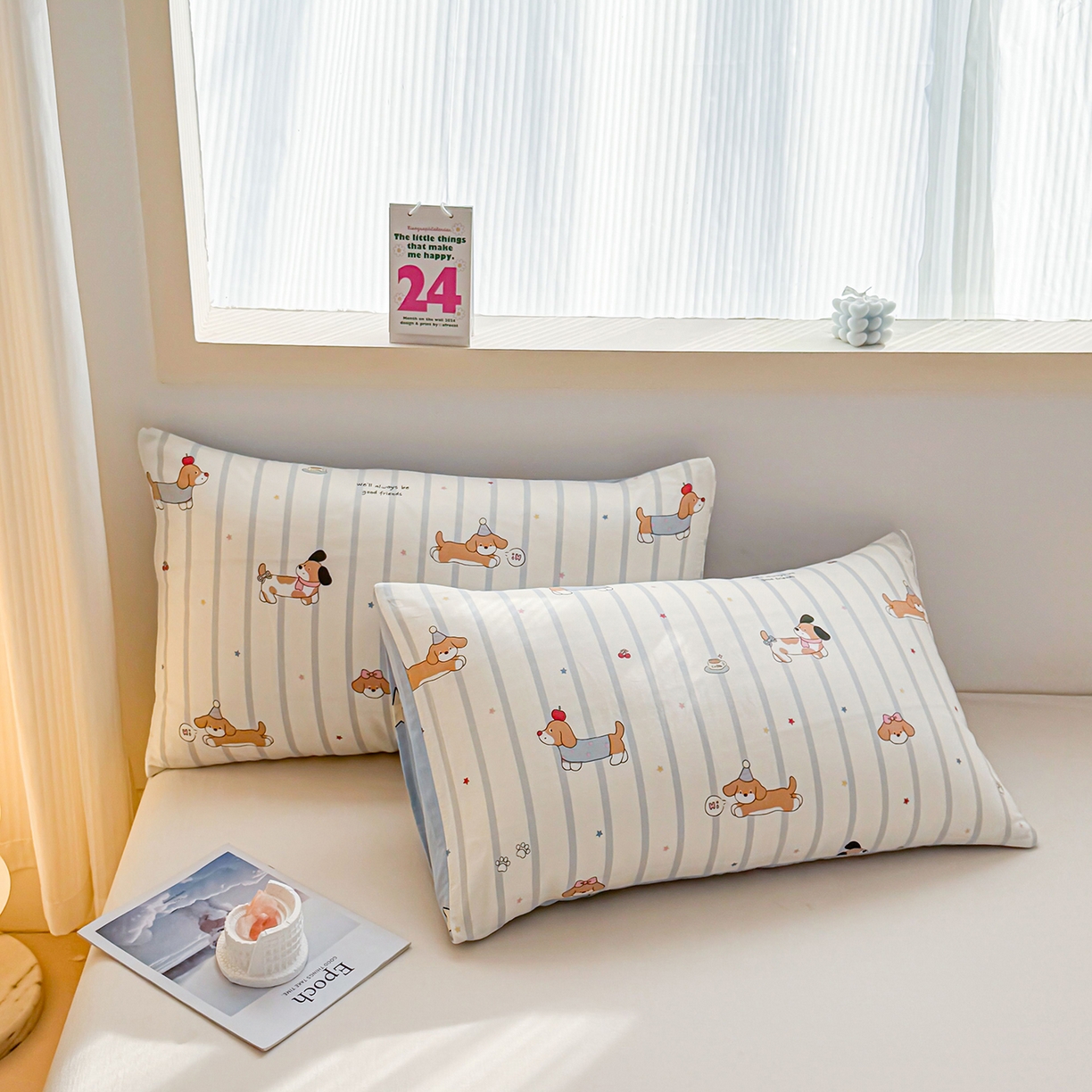 91家纺网 家纺一手货源 找家纺 小蓝孩家纺 2026新款12868全棉单人信封枕套(联系商家可打折，尺寸可定制) 糖纸童年