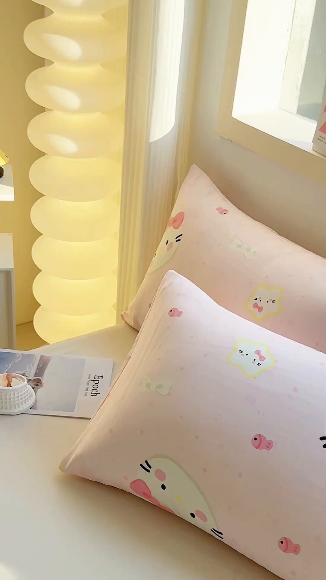 91家纺网 家纺一手货源 找家纺 小蓝孩家纺 2026新款12868全棉单人信封枕套(联系商家可打折，尺寸可定制) 甜心猫咪