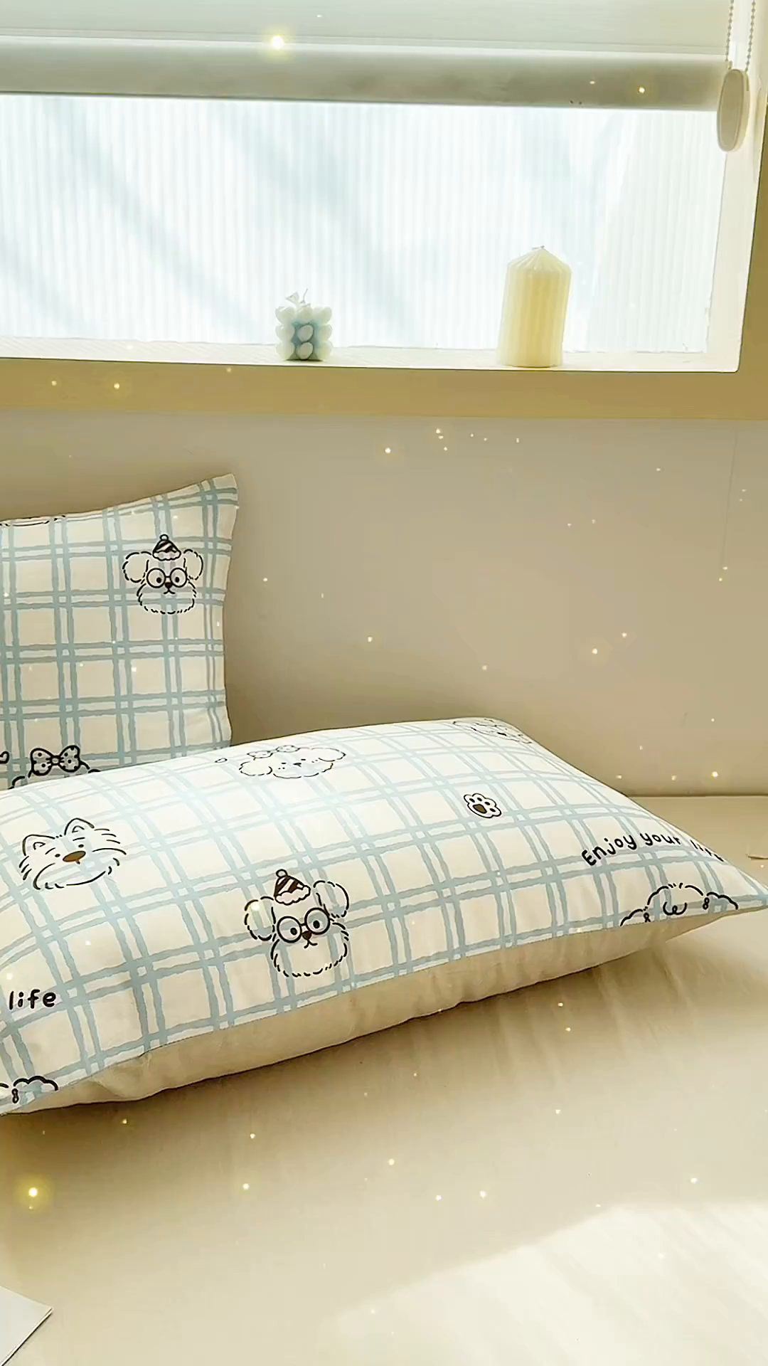 91家纺网 家纺一手货源 找家纺 小蓝孩家纺 2026新款12868全棉单人信封枕套(联系商家可打折，尺寸可定制) 忧郁棕熊