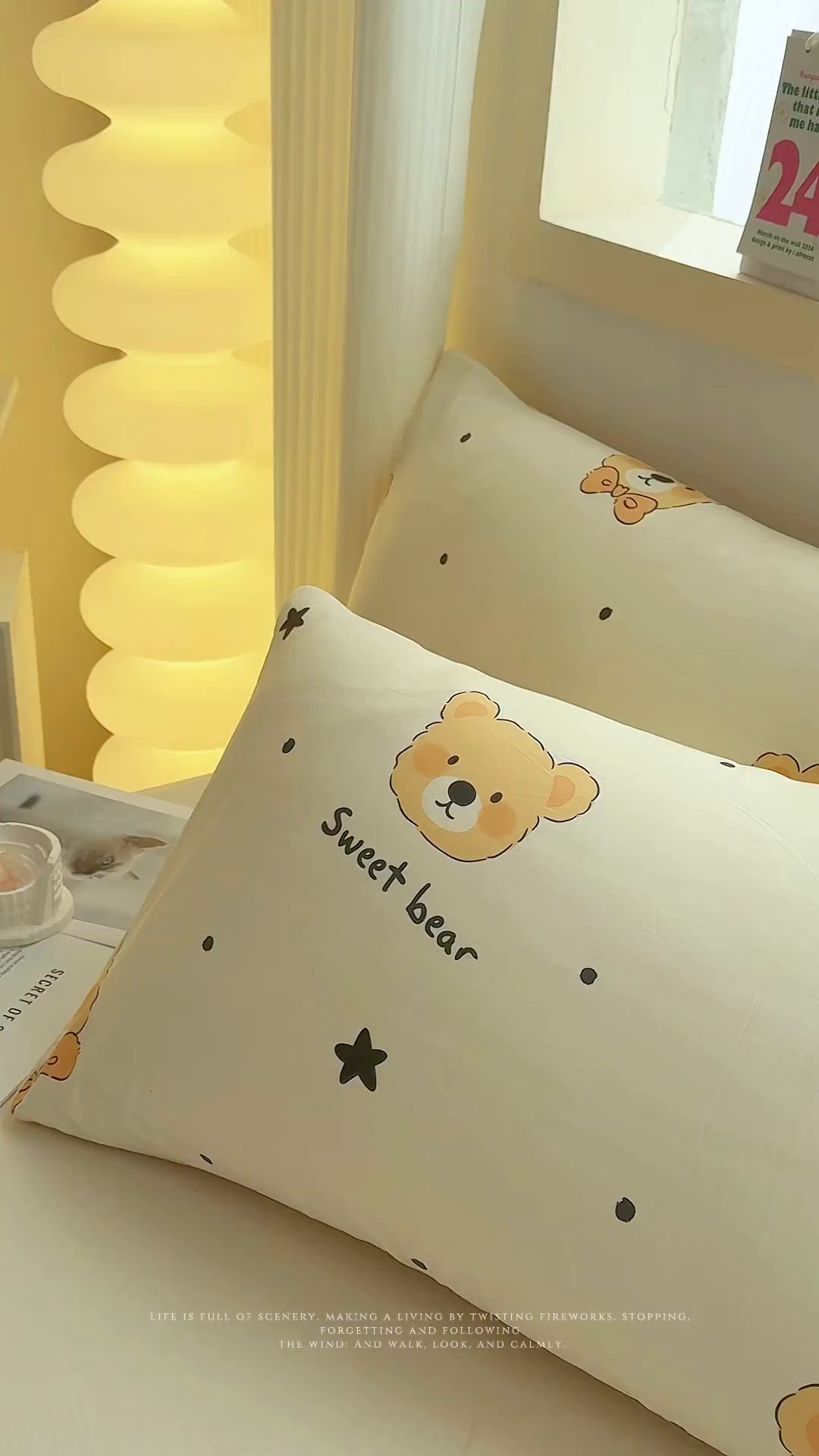 91家纺网 家纺一手货源 找家纺 小蓝孩家纺 2026新款12868全棉单人信封枕套(联系商家可打折，尺寸可定制) 领结熊宝