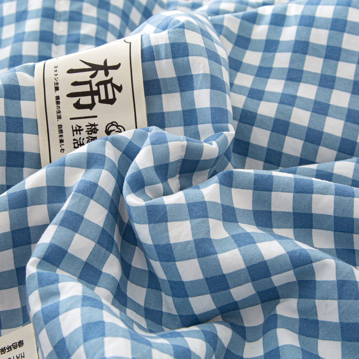 91家纺网 家纺一手货源 找家纺 美之润家纺 2026新款A类无印风100%新疆棉花夏被纯棉夏凉被空调被子薄被芯棉花 水蓝小格