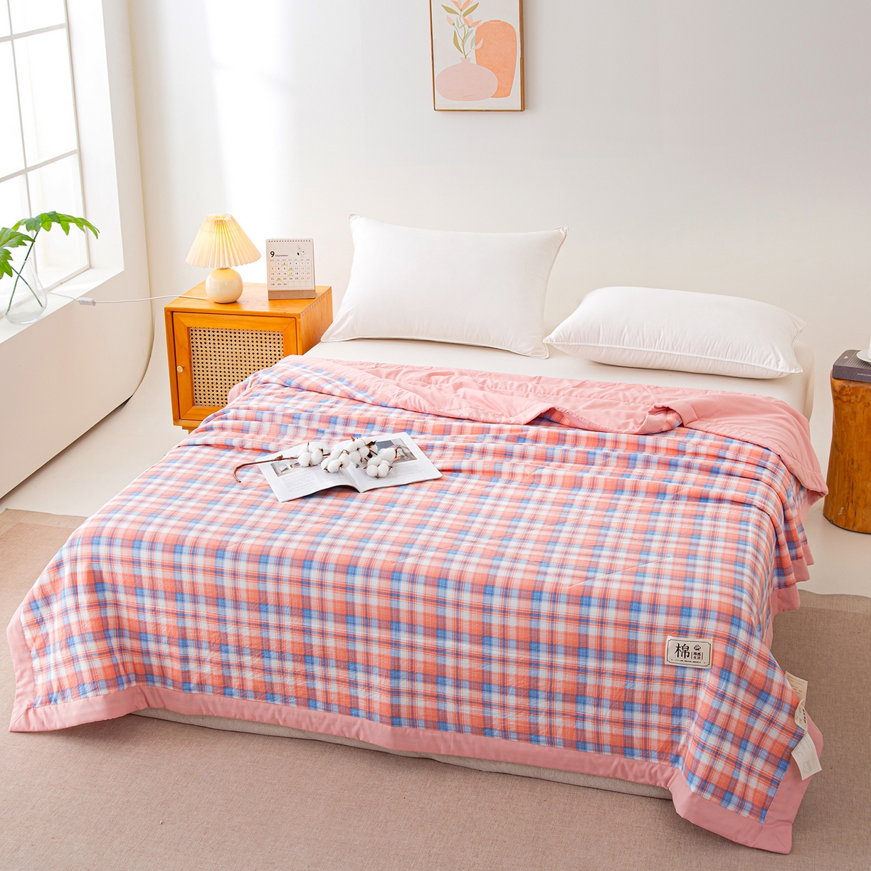 91家纺网 家纺一手货源 找家纺 美之润家纺 2026新款A类无印风100%新疆棉花夏被纯棉夏凉被空调被子薄被芯棉花 中格玉