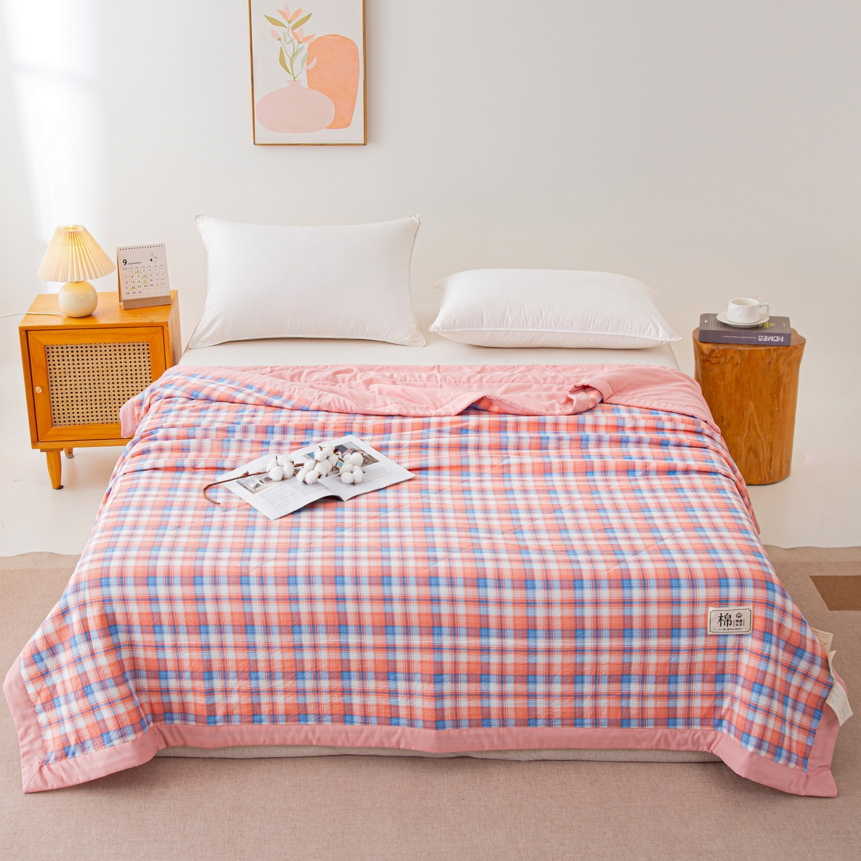 91家纺网 家纺一手货源 找家纺 美之润家纺 2026新款A类无印风100%新疆棉花夏被纯棉夏凉被空调被子薄被芯棉花 中格玉