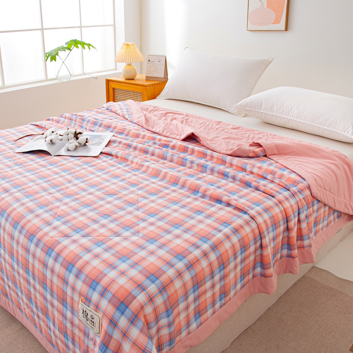 91家纺网 家纺一手货源 找家纺 美之润家纺 2026新款A类无印风100%新疆棉花夏被纯棉夏凉被空调被子薄被芯棉花 中格玉