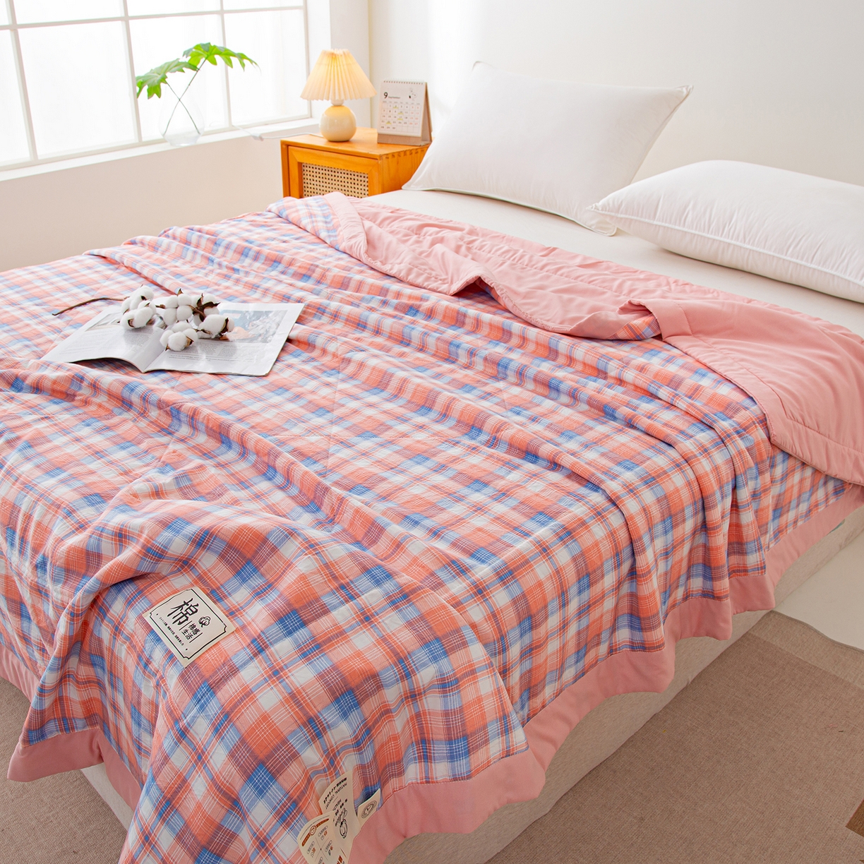 91家纺网 家纺一手货源 找家纺 美之润家纺 2026新款A类无印风100%新疆棉花夏被纯棉夏凉被空调被子薄被芯棉花 中格玉