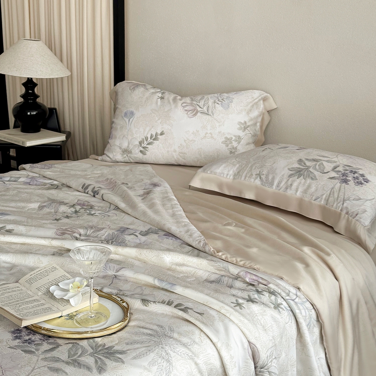 黛舒家居 2026年春夏款80S天丝夏被夏被四件套 青雾凝香